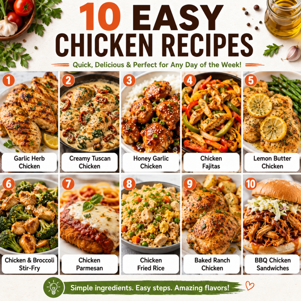 10 Easy Chicken Recipes
