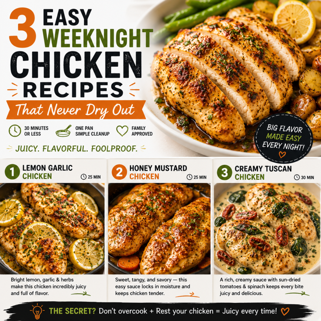 3 Easy Weeknight Chicken Recipes